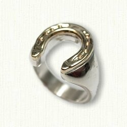 Sterling Silver with 14kt Yellow Gold Top Horseshoe Ring